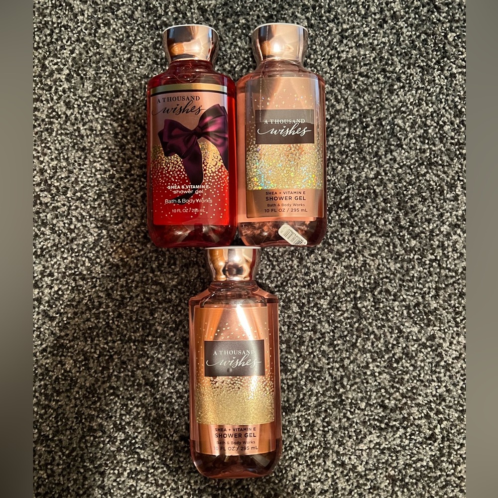 3 bottles of Thousand Wishes shower gel